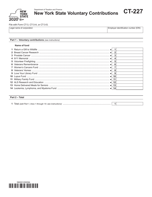 Form CT-227 2020 Printable Pdf