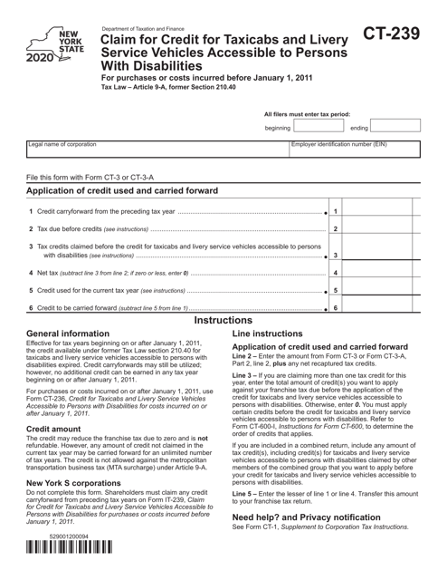 Form CT-239 2020 Printable Pdf