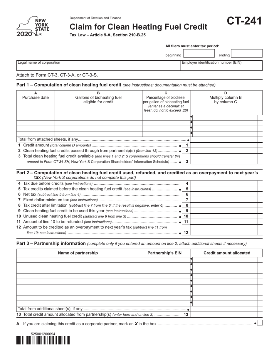 Form CT-241 - 2020 - Fill Out, Sign Online and Download Printable PDF ...