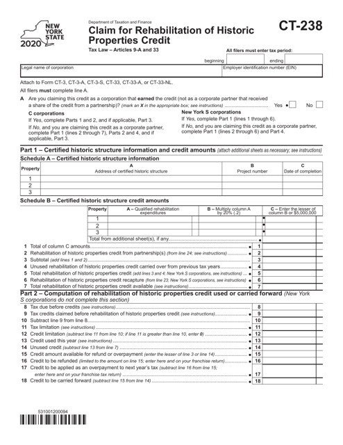 Form CT-238 2020 Printable Pdf