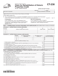 Form CT-238 Claim for Rehabilitation of Historic Properties Credit - New York