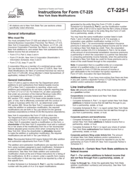 Document preview: Instructions for Form CT-225 New York State Modifications - New York