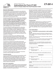 Document preview: Instructions for Form CT-261 Claim for Empire State Film Post-production Credit - New York
