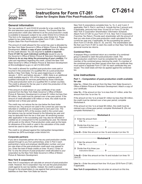 Form CT-261 2020 Printable Pdf