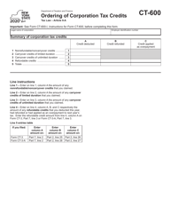 Document preview: Form CT-600 Ordering of Corporation Tax Credits - New York