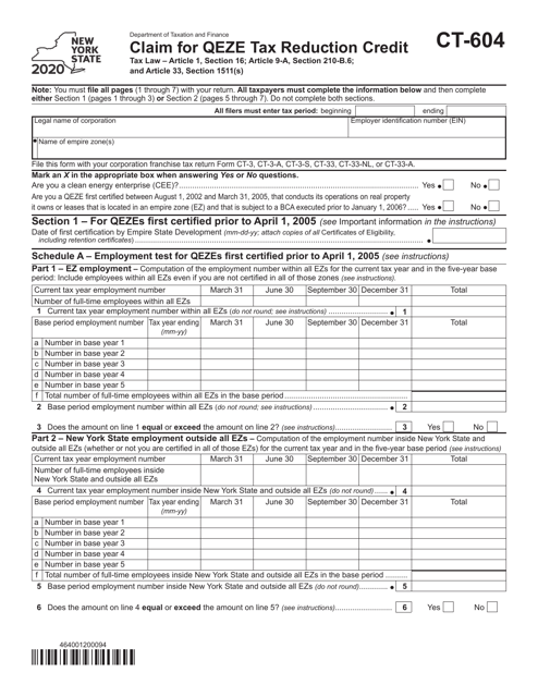 Form CT-604 2020 Printable Pdf