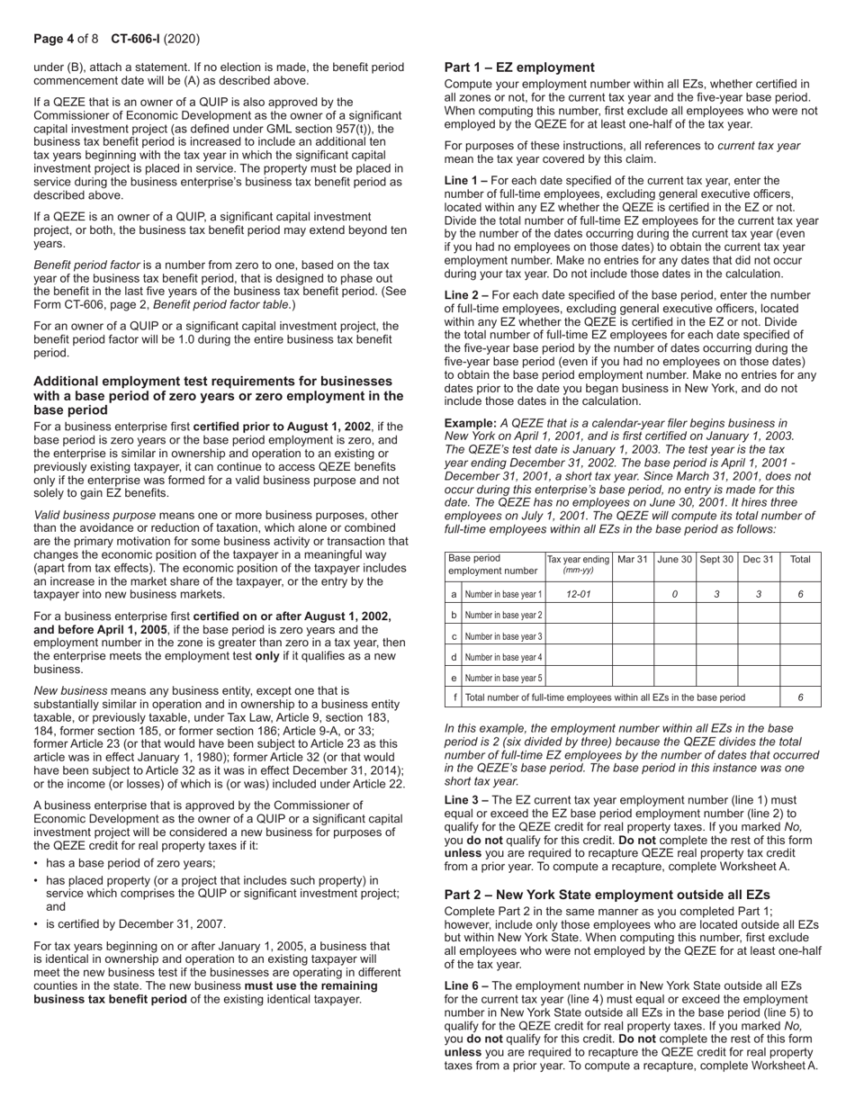 Instructions for Form CT-606 Claim for Qeze Credit for Real Property Taxes - New York, Page 4