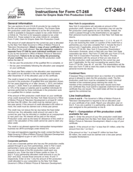 Document preview: Instructions for Form CT-248 Claim for Empire State Film Production Credit - New York