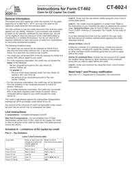 Document preview: Instructions for Form CT-602 Claim for Ez Capital Tax Credit - New York