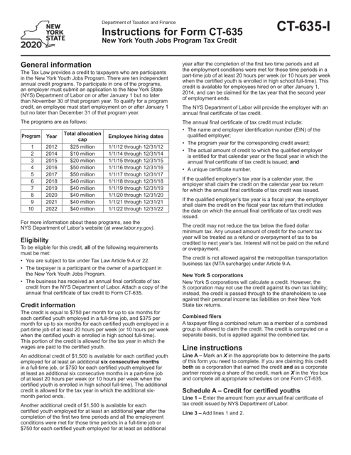 Form CT-635 2020 Printable Pdf