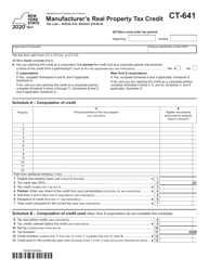 Document preview: Form CT-641 Manufacturer's Real Property Tax Credit - New York