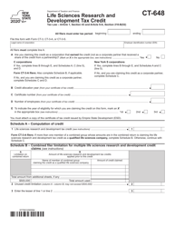 Document preview: Form CT-648 Life Sciences Research and Development Tax Credit - New York