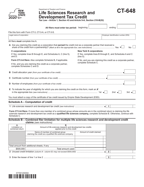 Form CT-648 2020 Printable Pdf