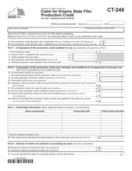Document preview: Form CT-248 Claim for Empire State Film Production Credit - New York