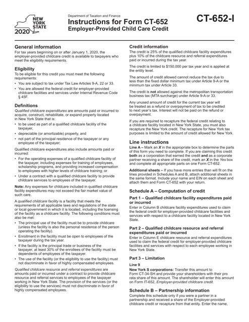 Form CT-652 2020 Printable Pdf