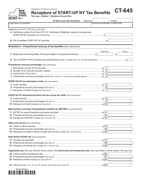 Form CT-645 2020 Printable Pdf