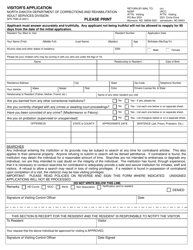 Document preview: Form SFN7598 Visitor's Application - North Dakota