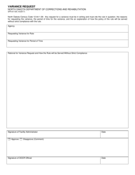 Form SFN61139 Variance Request - North Dakota