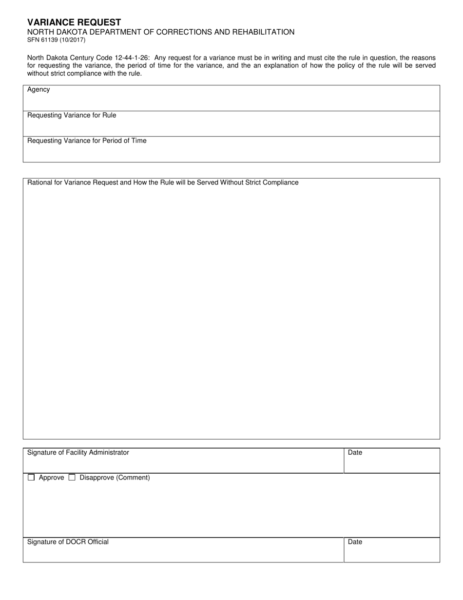 Form SFN61139 - Fill Out, Sign Online and Download Fillable PDF, North ...