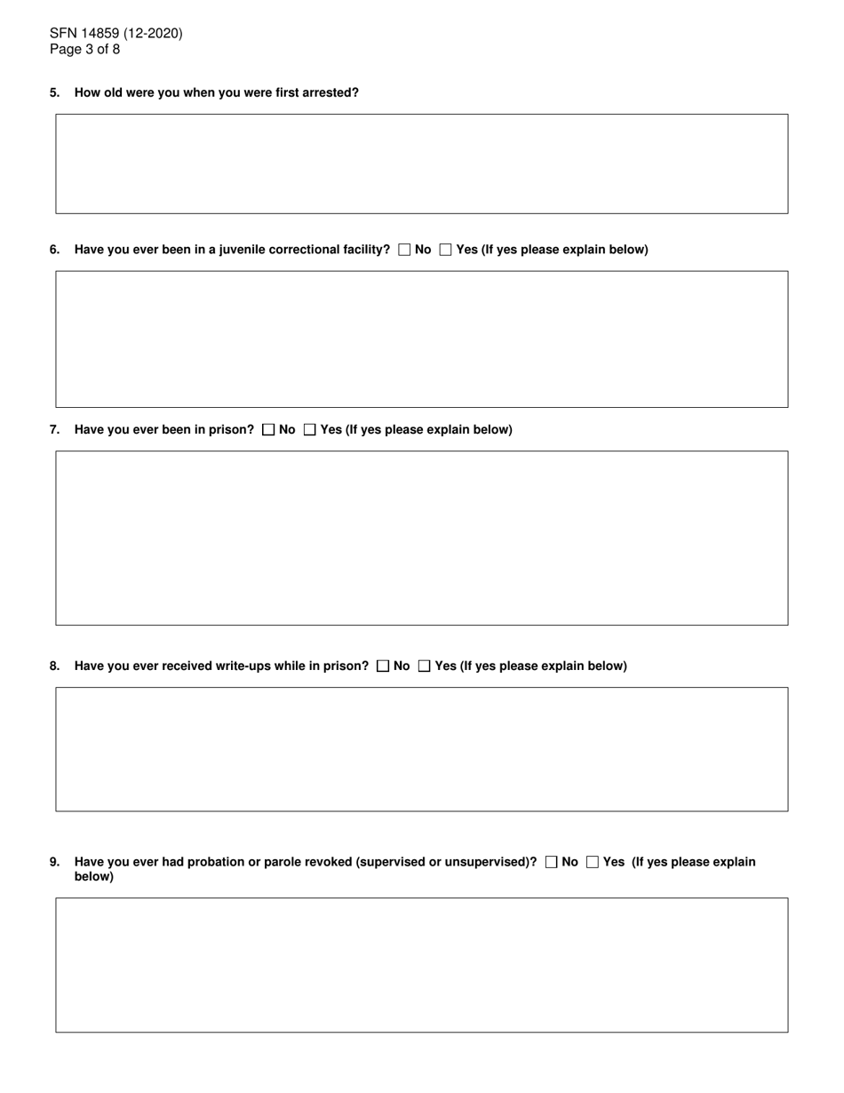 Form SFN14859 North Dakota Pardon Advisory Board Application - North Dakota, Page 3