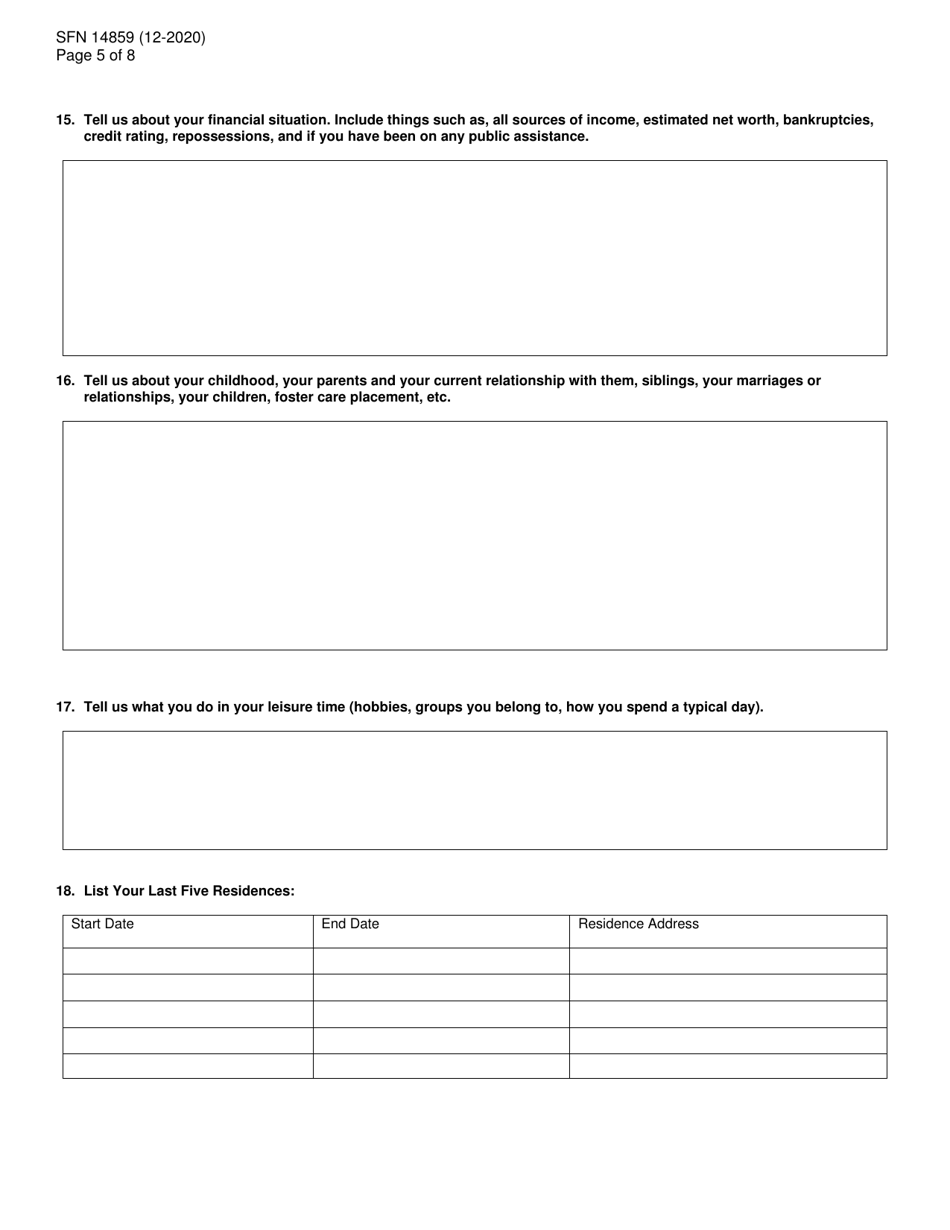 Form SFN14859 North Dakota Pardon Advisory Board Application - North Dakota, Page 5