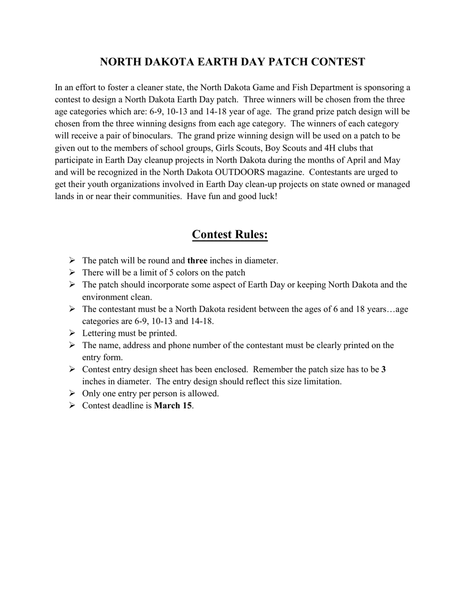 Earth Day Recognition Patch Entry Form - North Dakota, Page 2