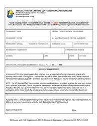 Document preview: Form SFN6392 Application for a Fishing Contest (Tournament) Permit - North Dakota