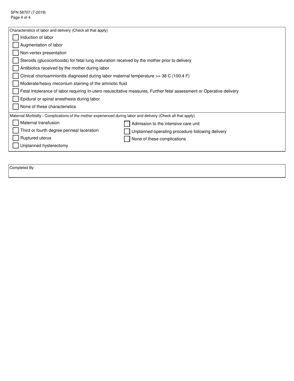 Form SFN58707 North Dakota Certifiers Worksheet for Fetal Death - North Dakota, Page 4