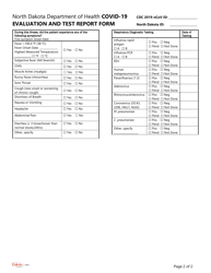 Covid-19 Evaluation and Test Report Form - North Dakota, Page 2