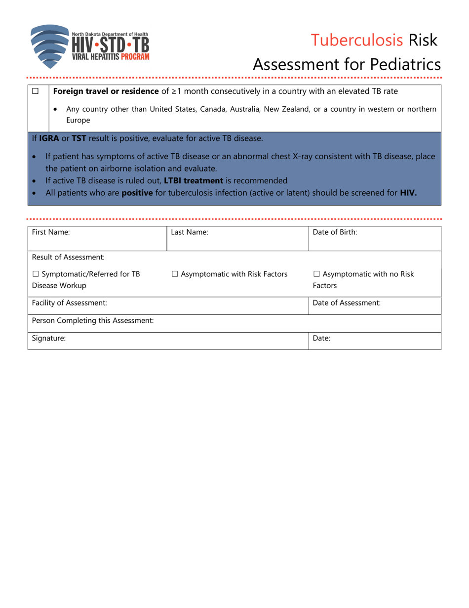 Tuberculosis Risk Assessment for Pediatrics - North Dakota, Page 2