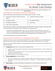 Document preview: Tuberculosis Risk Assessment for Health Care Workers - North Dakota