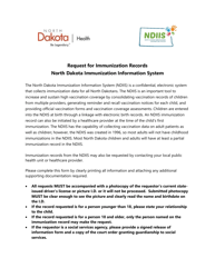 Document preview: Form SFN58454 North Dakota Immunization Record Request - North Dakota