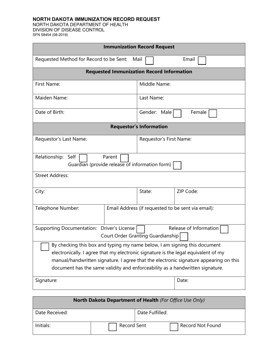 Form SFN58454 North Dakota Immunization Record Request - North Dakota, Page 3