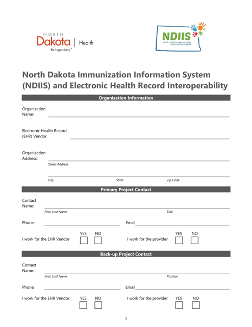 Ndiis Registration of Intent Form - North Dakota