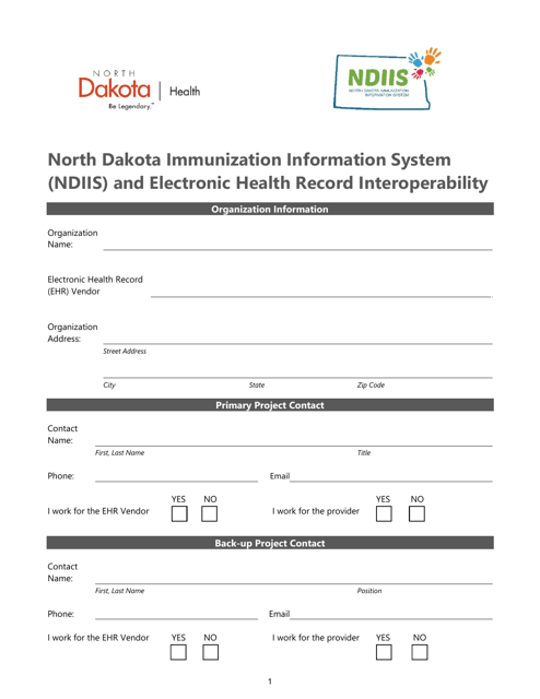 Ndiis Registration of Intent Form - North Dakota Download Pdf