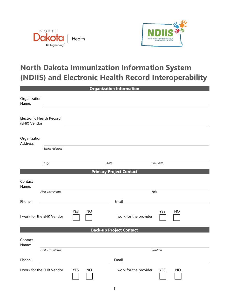 Ndiis Registration of Intent Form - North Dakota, Page 1