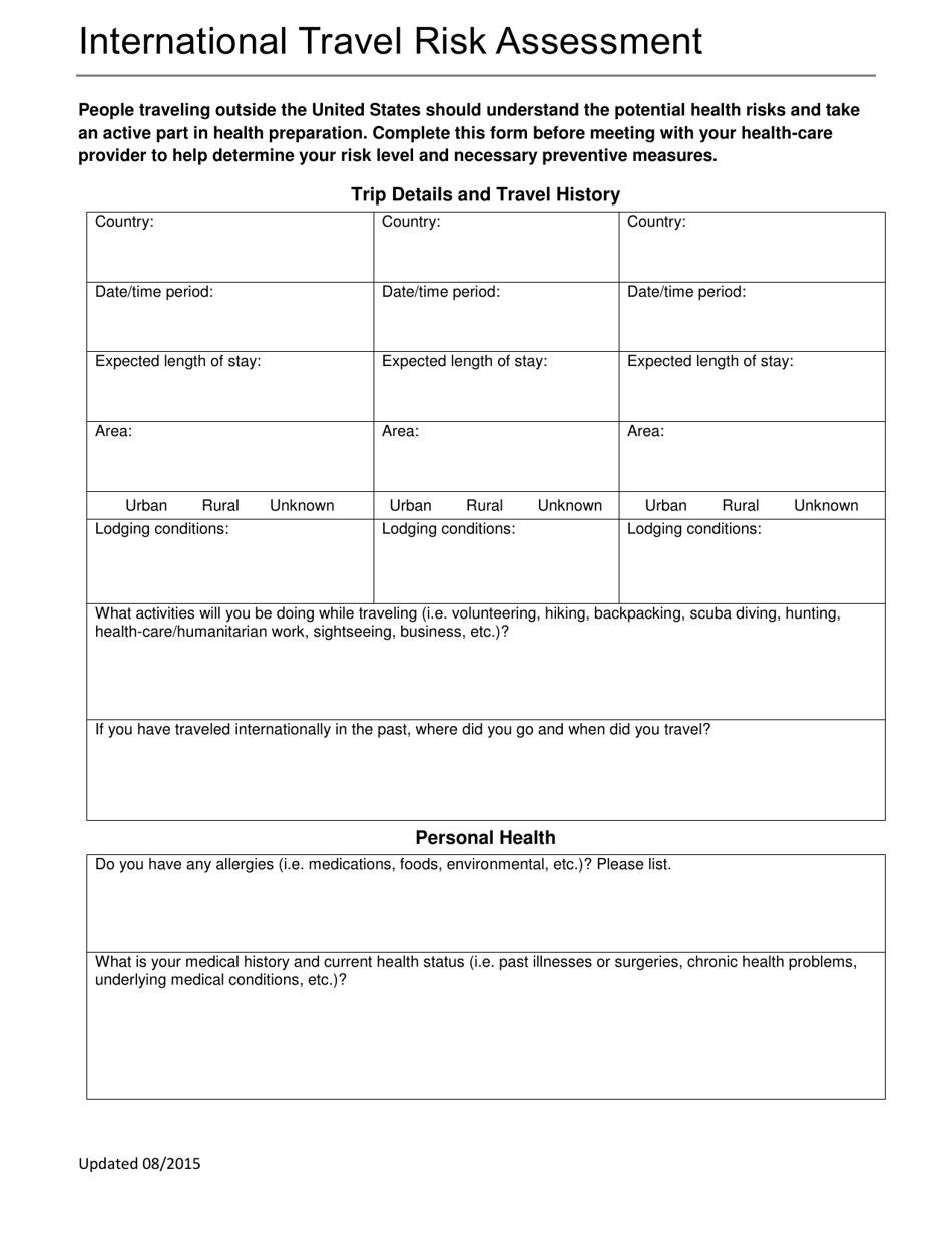 North Dakota International Travel Risk Assessment - Fill Out, Sign ...