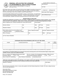Document preview: Form SFN14818 Renewal Application for Licensure of Environmental Health Practitioner - North Dakota