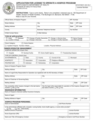 Document preview: Form SFN8932 Application for License to Operate a Hospice Program - North Dakota