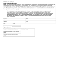 Form SFN8001 Application for License to Operate a Hospital - North Dakota, Page 3