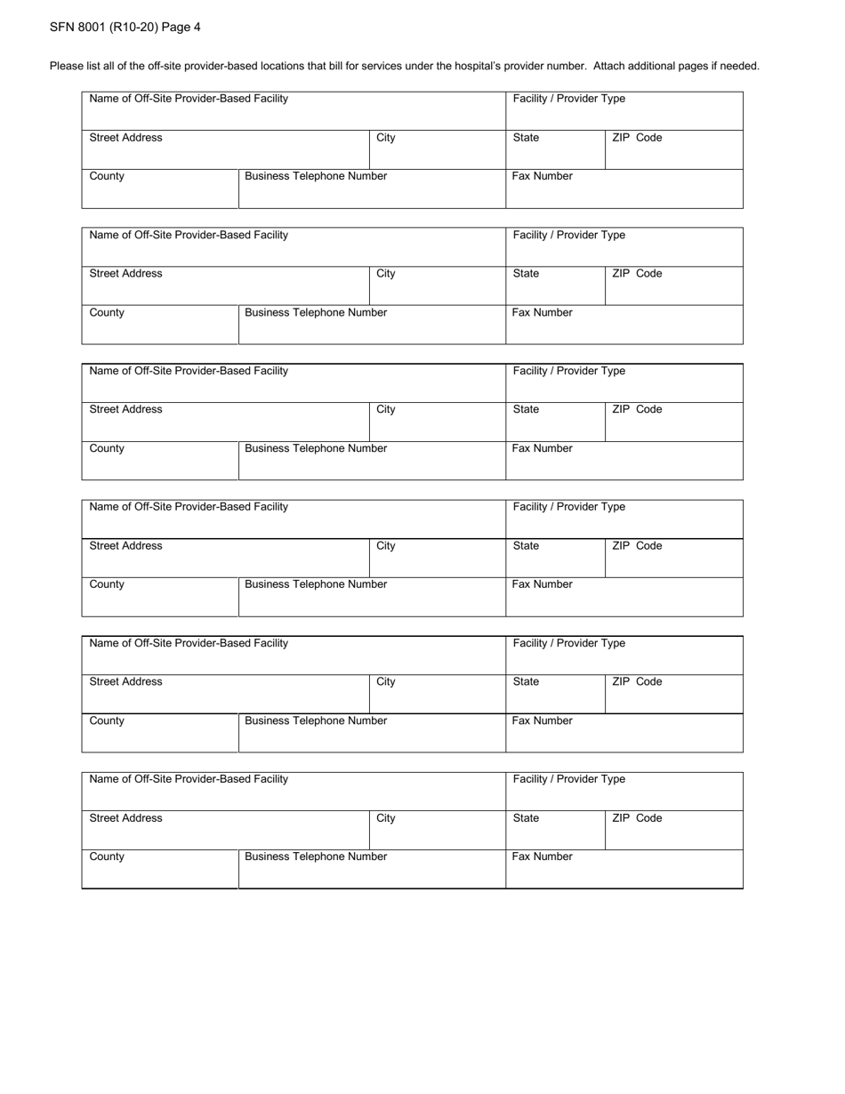 Form SFN8001 Application for License to Operate a Hospital - North Dakota, Page 4