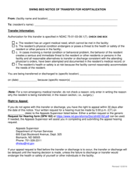 Document preview: Swing Bed Notice of Transfer for Hospitalization - North Dakota