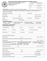 Document preview: Form SFN14230 Application for License to Operate a Nursing Facility - North Dakota