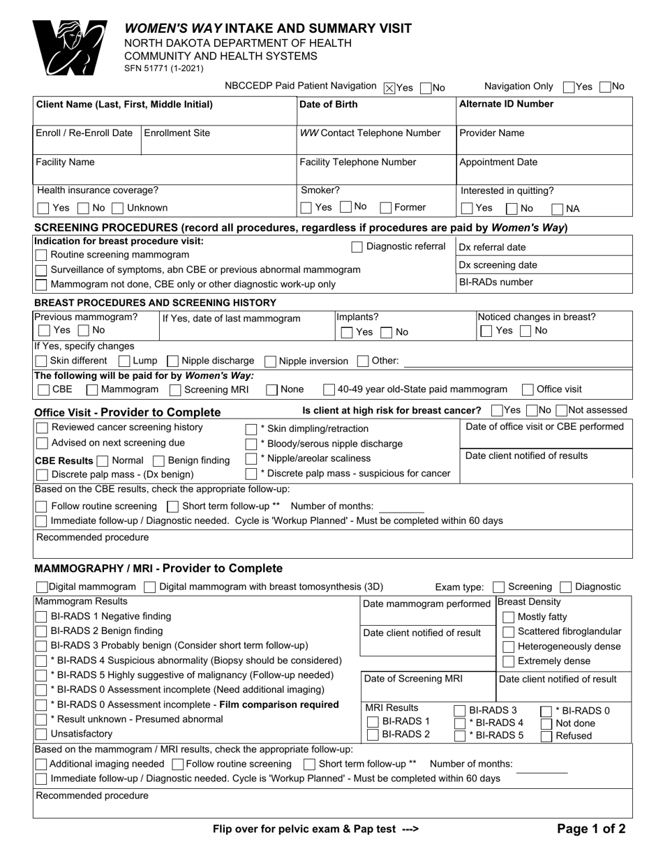 Form SFN51771 - Fill Out, Sign Online and Download Fillable PDF, North ...