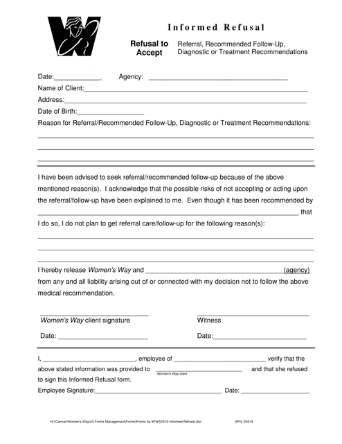 Form SFN52519  Printable Pdf