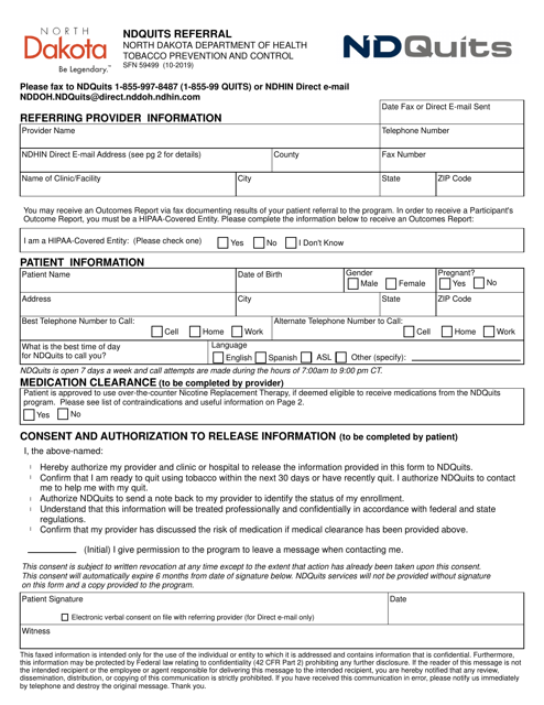 Form SFN59499  Printable Pdf