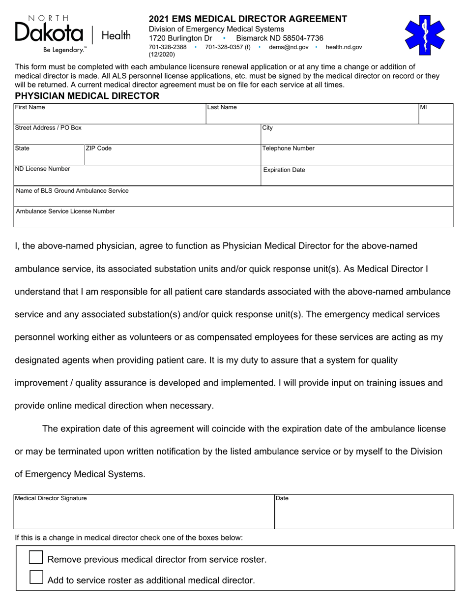 EMS Medical Director Agreement - North Dakota, Page 1