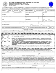 Form SFN17393 &quot;Als Provider License/Renewal Application&quot; - North Dakota, 2021