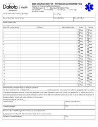 Document preview: Form SFN52195 EMS Course Roster/Physician Authorization - North Dakota