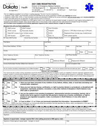 Form SFN52195 &quot;EMS Registration&quot; - North Dakota, 2021